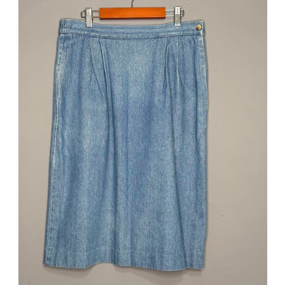 VTG Ashley Light Wash Denim Skirt Size: 12 Made in USA - Picture 1 of 3